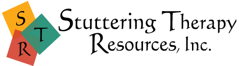 Stuttering Therapy Resources, Inc. logo - S, T, R in yellow, green, and red boxes
